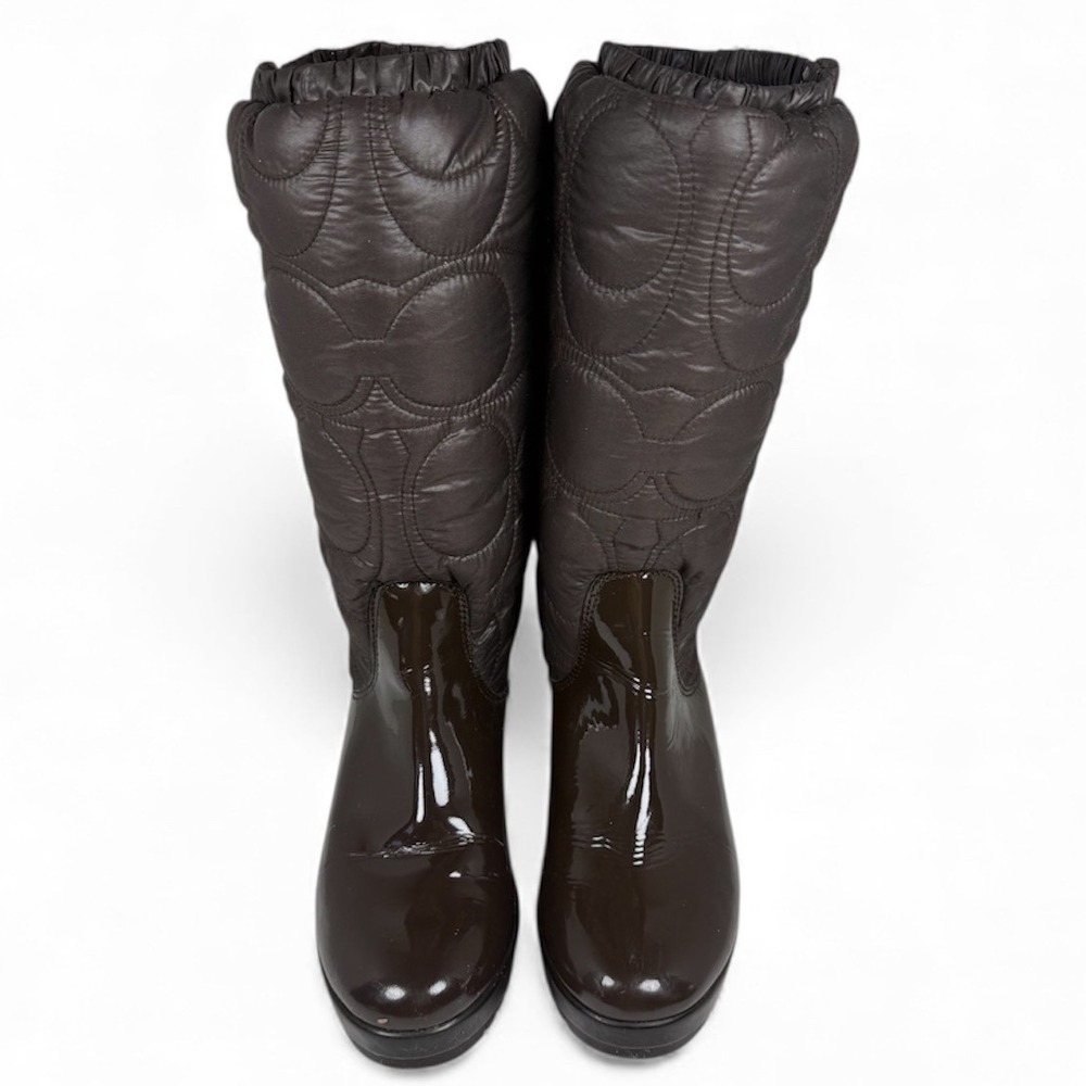 COACH Cantina Rain Boots, Brown, Size 7B